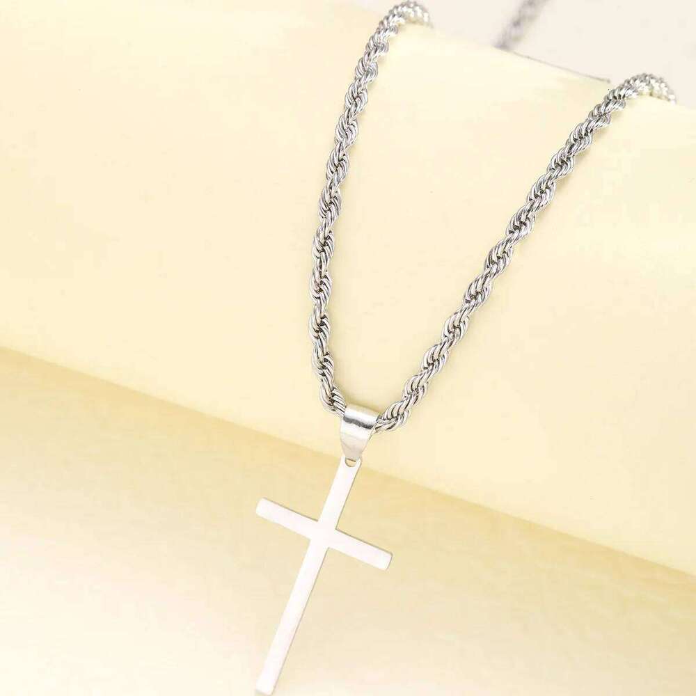 New Stainless Steel Cross Pendant Necklace for Men Women Minimalist Gold Color Jewelry Male Female Necklaces H260112