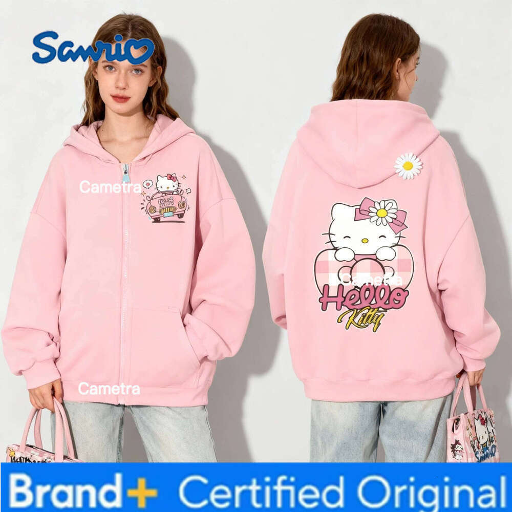 Sanrio New Family Hello Kitty Collection Sweet Cool Trendy Street Autumn/Winter Zipper Hoodie Plus Size Women Adult 25/26 H260112