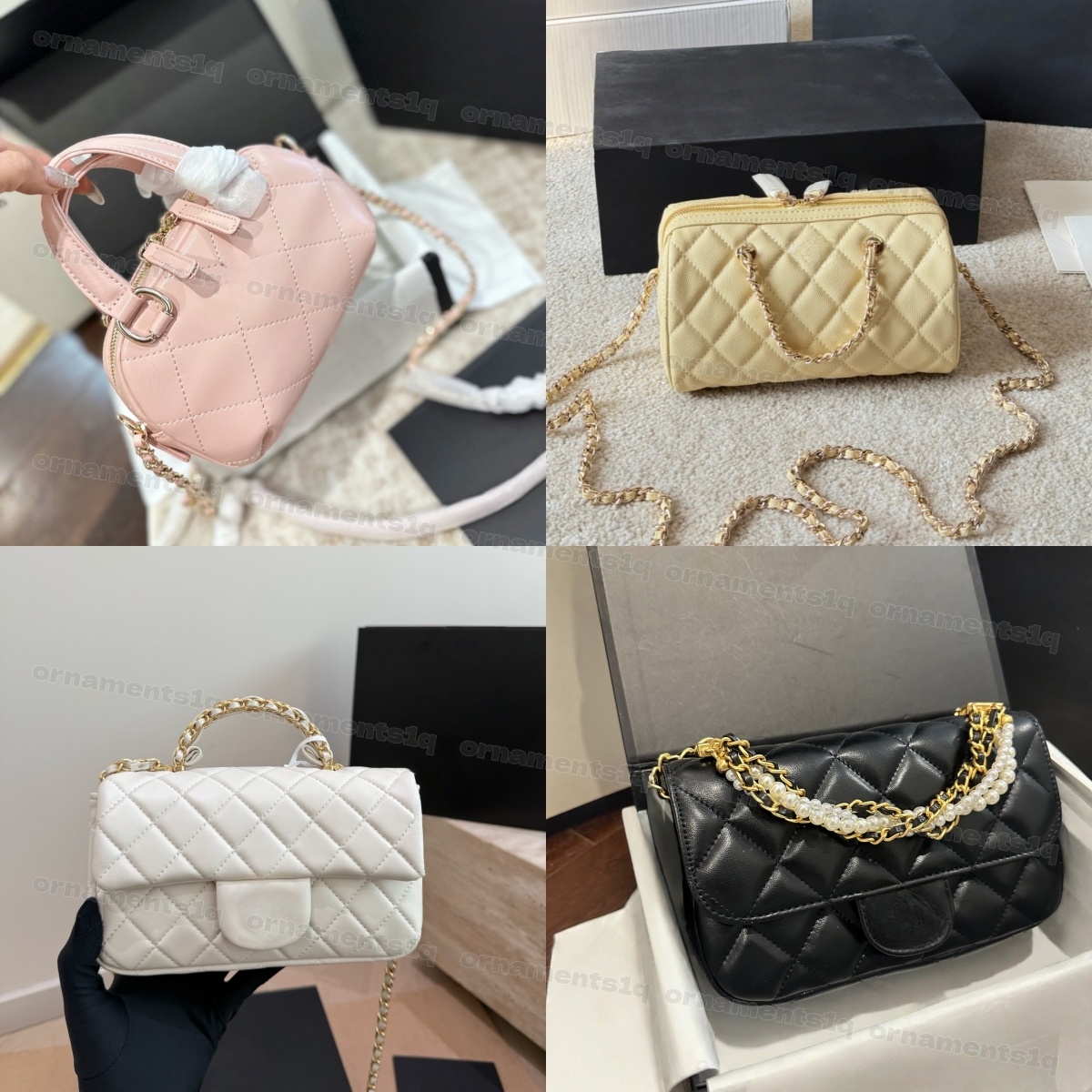 Designer Womens Crossbody Bag Ladies Small Handle Bowling Bag Tote Bag with Chain Strap High Quality Leather Shoulder Bag Diamond Lattice Caviar Flap Bag Bowling Bag