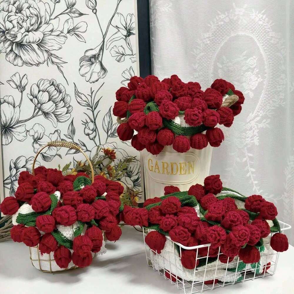 Crochet Rose Bouquet Blanket 24-43": Soft, Lightweight, Romantic Gift for Birthday/Wedding/Home Decor XJ260112