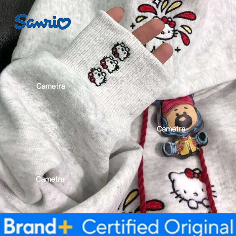 Sanrio Hot Kawayi Adorable Kit Embroidered Hoodie Sweatirts Women's Loose Fit Korean Sle Casual Jaets Spring Autumn Winter New Arrival H2601121