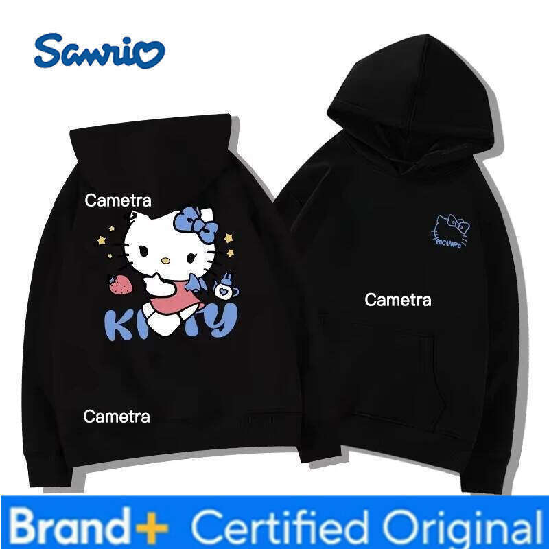 Sanrio Japanese Anime Autumn Winter Women's Clothing Hoodies Cute Hello Kitty Print Hooded Y2K Sweatshirt Oversized Cotton Pullower H2601121