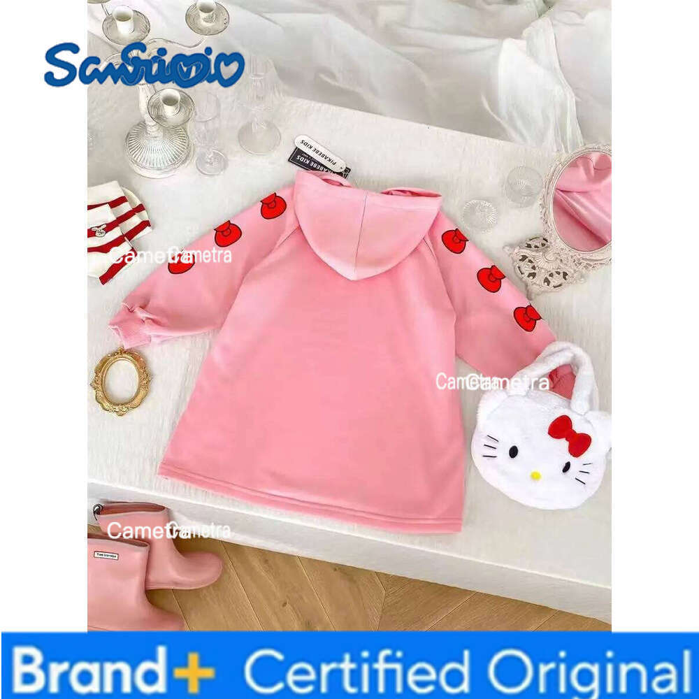 Sanrio Autumn Baby Girls Cute Hello Kitty Hooded Kid Children Long Sleeve Clothes Cartoon Princess Dresses Sweet Dress H260112