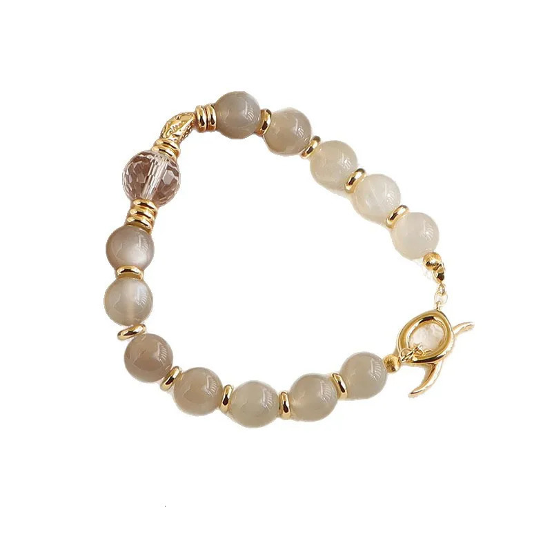 Minar Delicate Natural Stone Crystal Glass Beads Elastic Strand Bracelets for Women 14K Real Gold Plated Copper Accessories 260107
