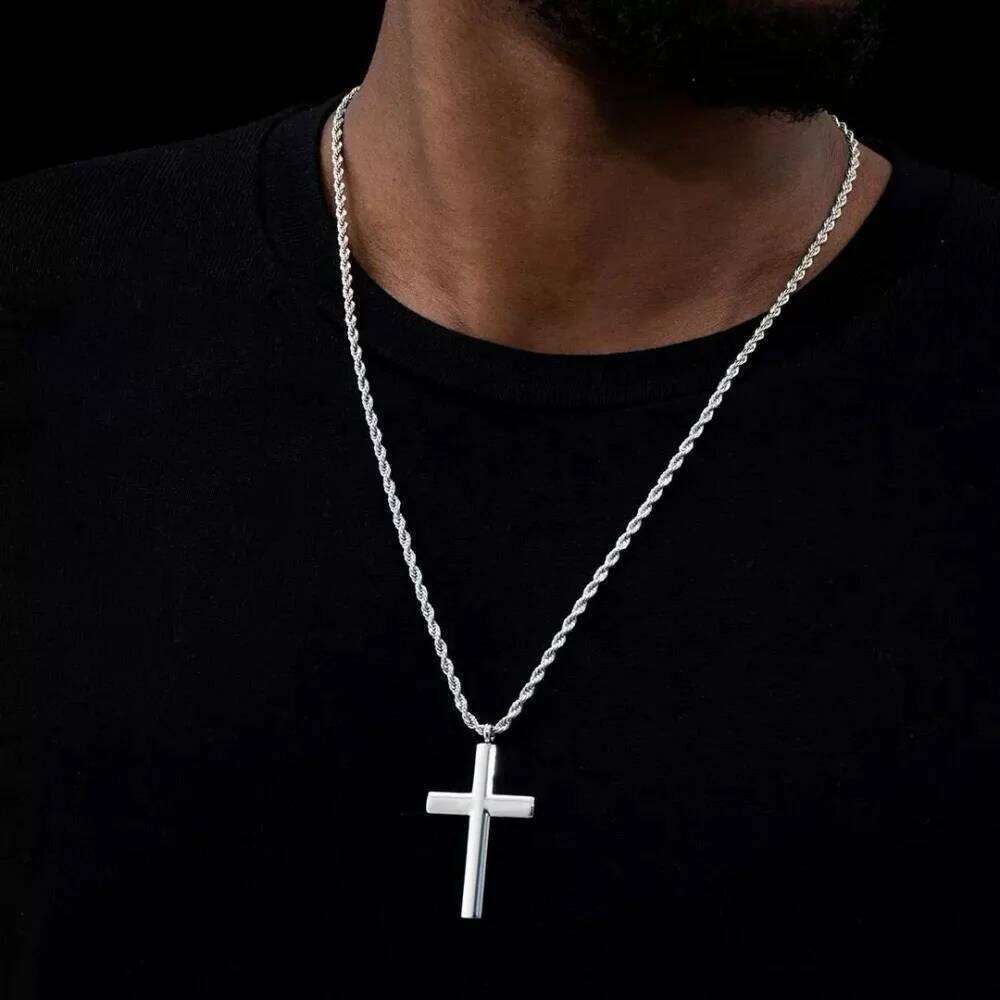 Retro Titanium Twist Chain Gold Color Cross Stainless Steel Pendant Necklace For Men Fashion Jewelry Accessories H260112