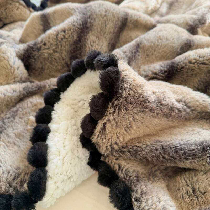 Soft Fur Bedding Sofa, Warm Faux Shearling Short Plush Blanket for Office, Air Conditioning and Nap XJ260112