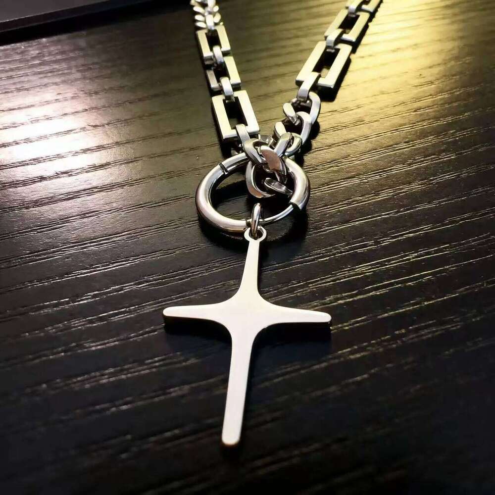 YQ 316L Stainless Steel Star Cross Pendant Chain Necklace For Men Goth Punk Style Jewelry Accessories H260112