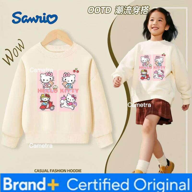 Sanrio Baby Cotton Kid Cartoon Printed Pullover Children Autumn Fashion Long Sleeve T-shrits Girls Clothes Top Hooded H260112
