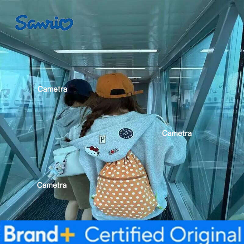 Sanrio Hello Kitty Women Hoodie Sweatshirt Jacket Autumn New Gray Drawstring Youthful Loose Cardigan Casual Streetwear Fashion Tops H260112