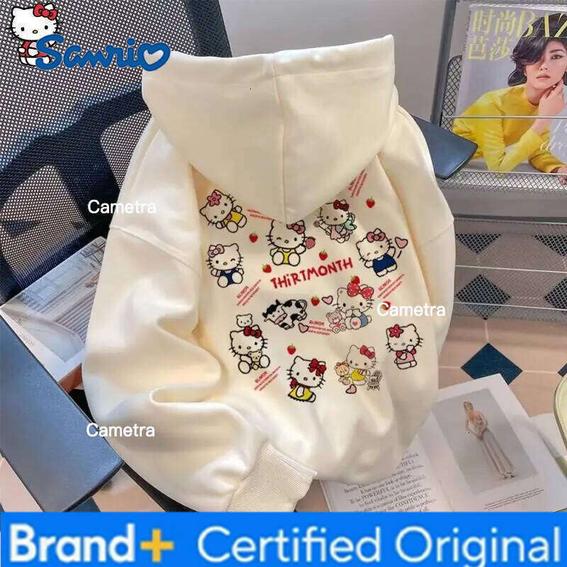 Sanrio Hello Kitty Girl cotton Hoodie Sweatsuit Kawaii Anime Fashion Student Casual Long-Sleeved Autumn Winter Pullover Tops H260112