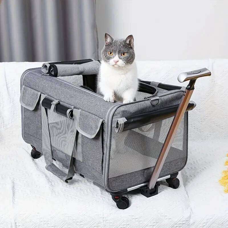 Extra Portable Detachable Dog Trolley Case, Large Foldable Pet Cat Travel Carrier Bag 26W0112