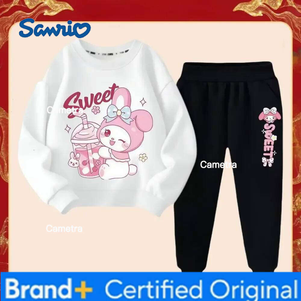 Sanrio Girl's Fashion Set Wear Cartoon My Melody Printed Tracksuits Spring Autumn Kid's Long Sleeve Sports 2Pcs Sweatshirt H260112