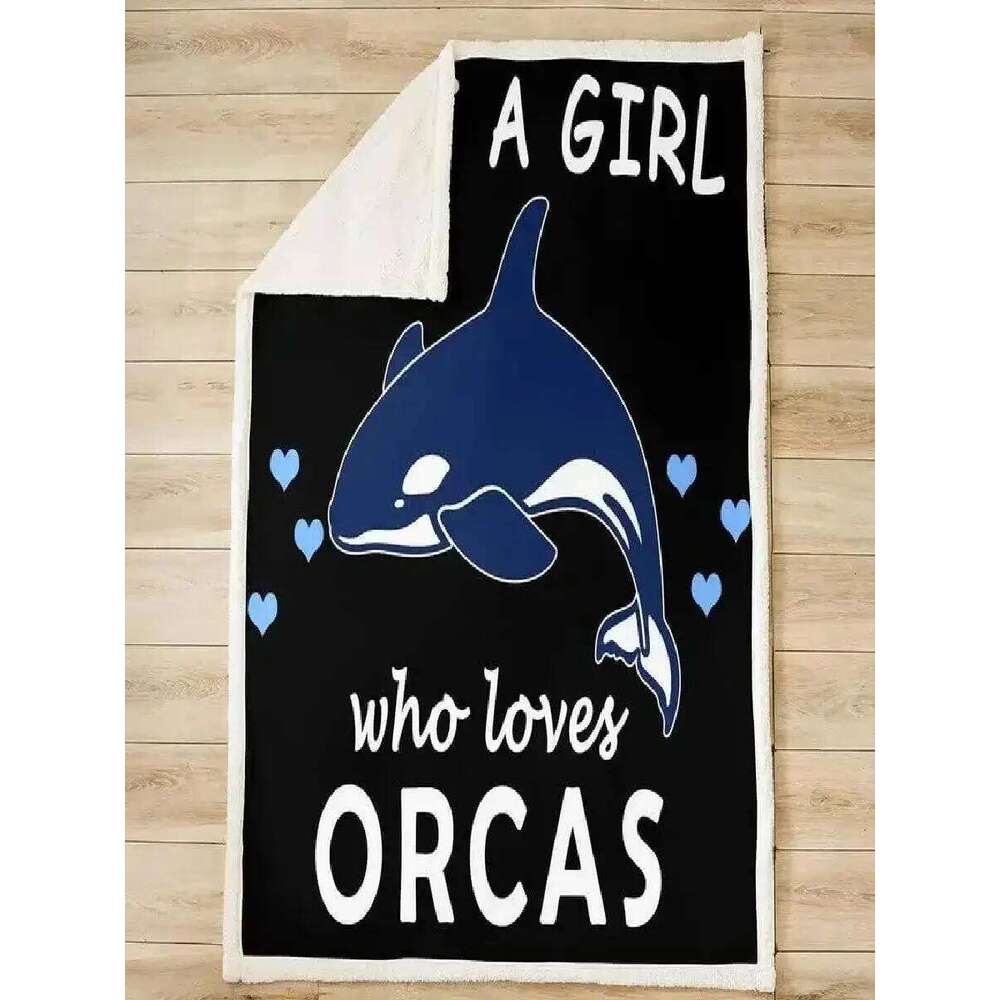 Cute Orcas Fleece Throw Blanket Soft Sherpa Plush for Bed Sofa Couch Cartoon Dolphin Lover Home Textiles XJ260112