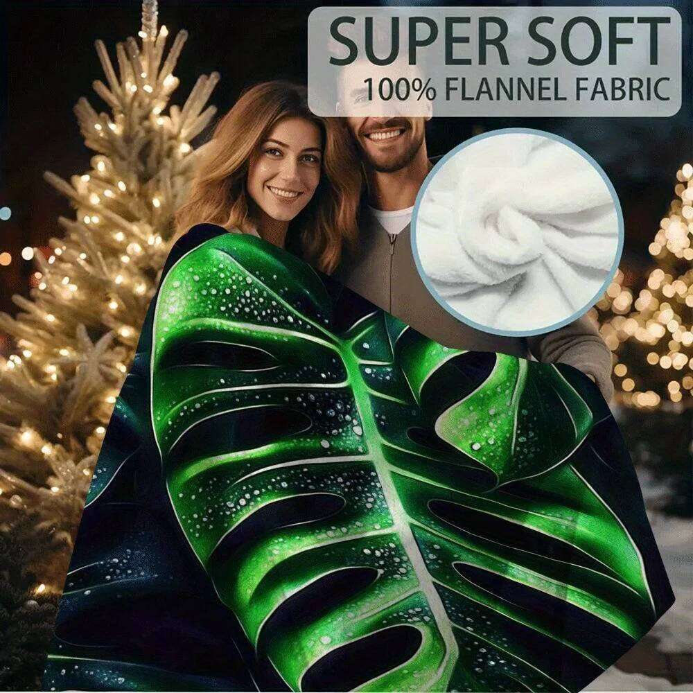 1pc Extra Large 60x80 Inch Tropical Monstera Leaf Blanket - Heavy-Duty Over 100 Threads, All-Season Soft Bedspread/Throw for Cou XJ260112