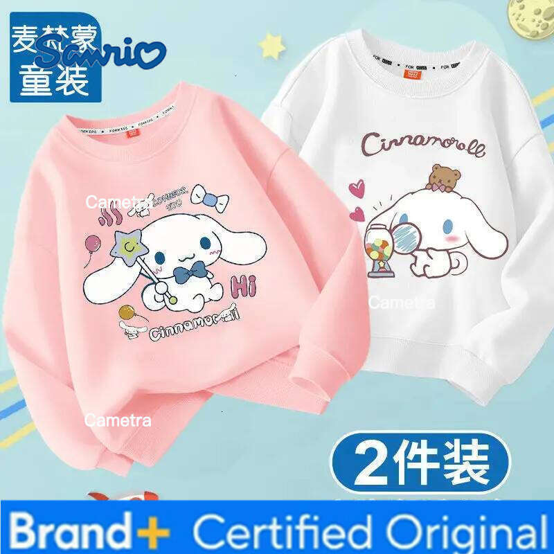 Sanrio 2pcs/pack Autumn Baby Girls Cloth Kid Cartoon Hello Kitty Printed Sweatshirts Children Pullover Long Sleeve T-shirts Top H260112