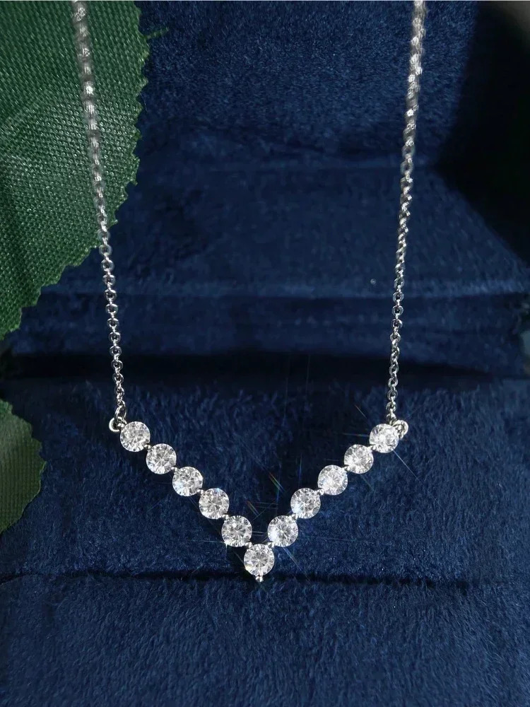 925 Sterling Silver Simple Classic Gorgeous Zircon V-shaped Clavicle Chain For Women Anniversary Party High Quality Fine Jewelry 260107