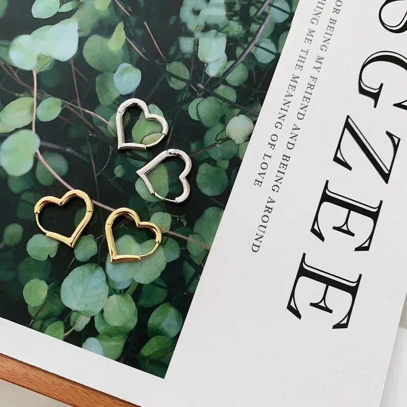 Korea Trendy Classic Silver Color Hollow Out Heart Hoop Earrings for Women Cute Sweet Drop Dangle Earrings Jewelry Gift 260112