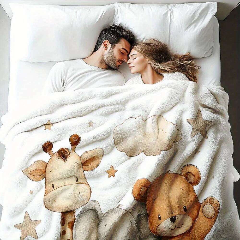 VIKAMA Cartoon Forest Animal Print Blanket, Soft Warm, Washable, For Bedroom, Living Room Sofa And Afternoon Nap Blanket XJ260112