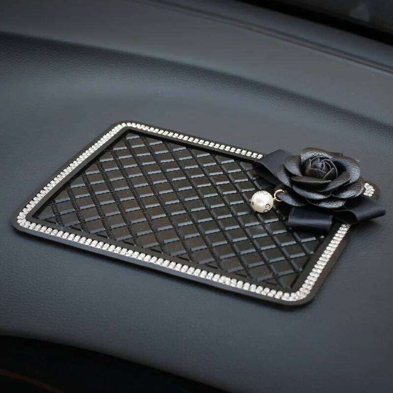 Crystal Anti-Slip Mat Flower Diamond Non Slip For Phone Sunglasses Holder Sticky Pad Car Interior Decor Accessories