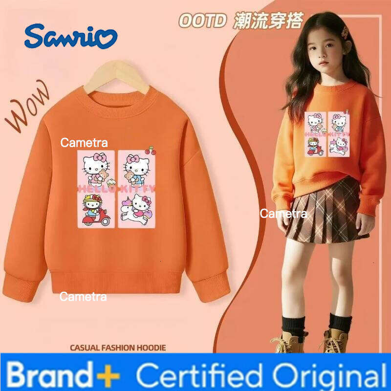 Sanrio Baby Cotton Kid Cartoon Printed Pullover Children Autumn Fashion Long Sleeve T-shrits Girls Clothes Top Hooded H260112