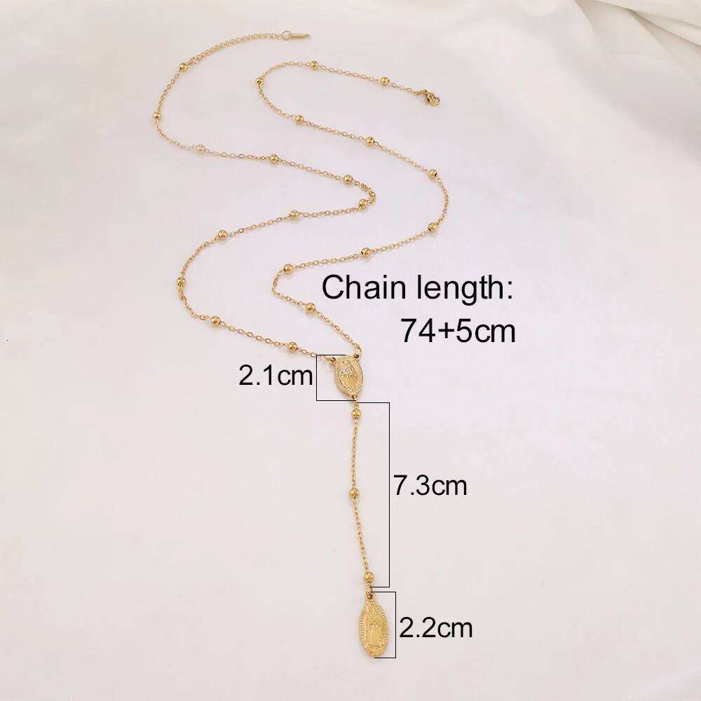 316 Stainless Steel Vintage Cross Religious Rosary Pendant Necklace Women Men Jesus Christ Sweater Chain Necklaces Jewelry Gifts H260112