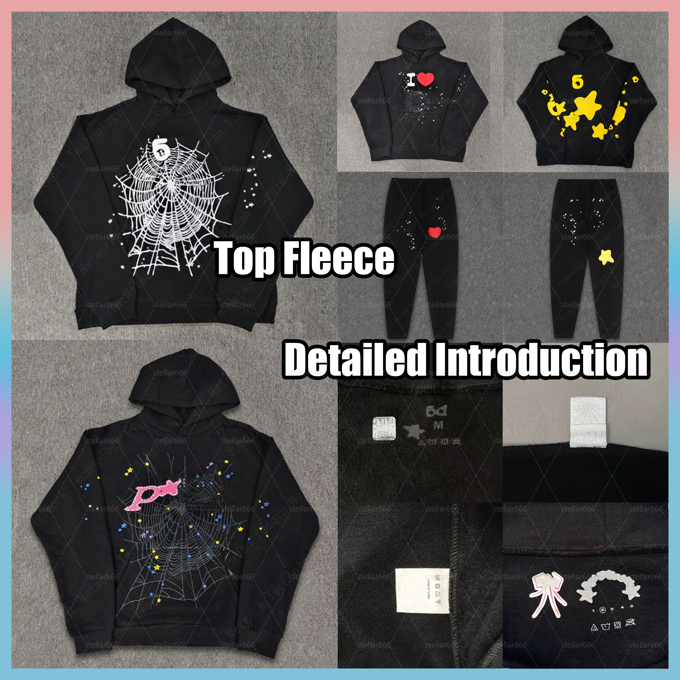 spiderhoodie designer hoodies cotton Fleece mens pants fashion and hight quality pants Stree puff print web hoodies Loose skin-friendly tracksuits Thick and pure