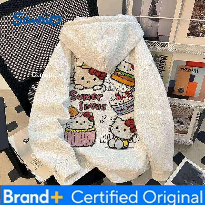 Sanrio Autumn Winter Cute Cartoon Hello Kitty Print Cotton Hoodies for Women Fashion Long Sleeve Sweatshirt Casual Pullover Couple Tops H260112