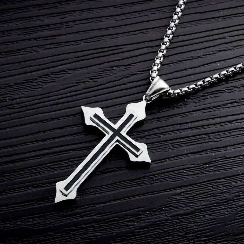Stainless Steel Necklaces For Women Men Teens Punk Hip Hop Gothic Cross Pendant Necklace Fashion Jewelry Gifts H260112