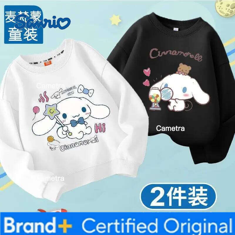 Sanrio 2pcs/pack Autumn Baby Girls Cloth Kid Cartoon Hello Kitty Printed Sweatshirts Children Pullover Long Sleeve T-shirts Top H260112