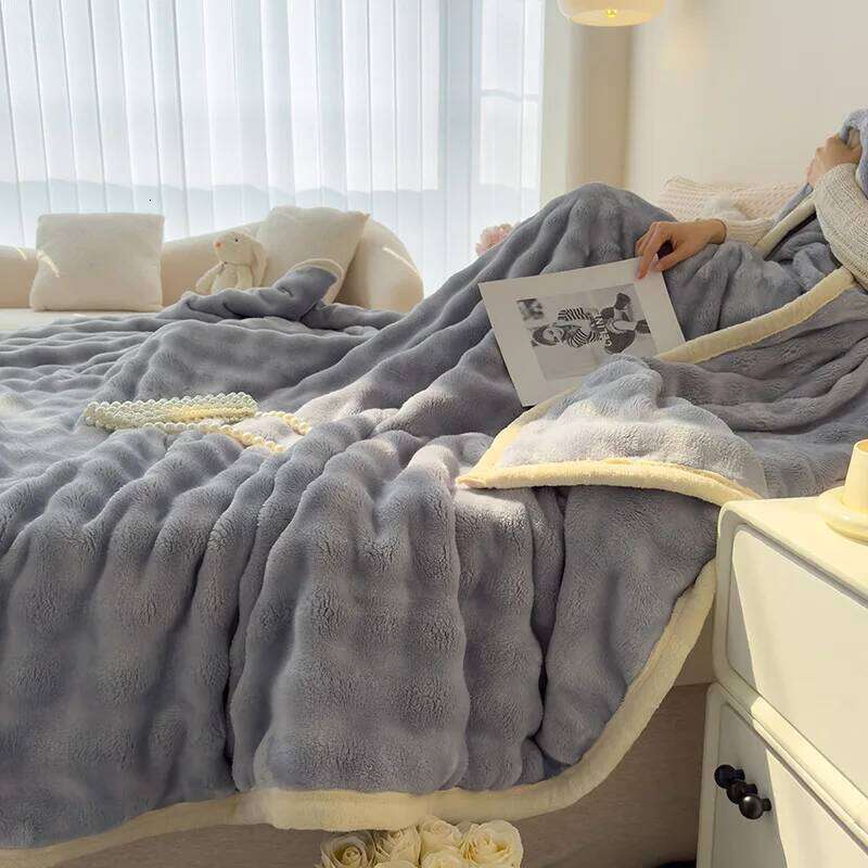 Rabbit French noon sleeping coral cover blanket, double-sided thick velvet blanket XJ260112