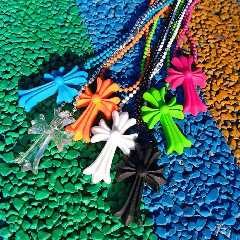 New Chromes Color Resin Cross Jewelry Chrome Pendant Designer Vintage Chain Couples bullet Diamonds Necklace popular fashionable ch For Women Men jewelry