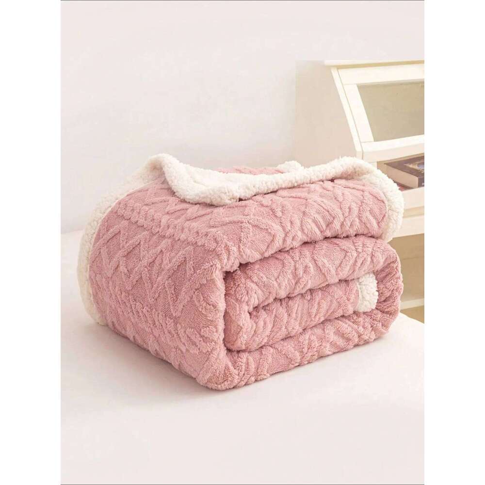 1pc Jacquard Sherpa Weighted 3KG for Adults,Good For SleepAll-Season Thickened Calming & Sleep Aid, Faux Rabbit Blanket XJ260112