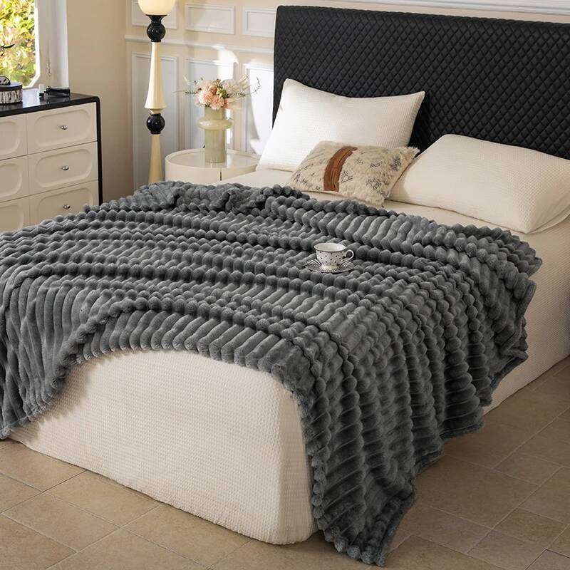 1PC Light luxury solid color multi-functional for winter warmth, fleece bedroom and living room blanket XJ260112