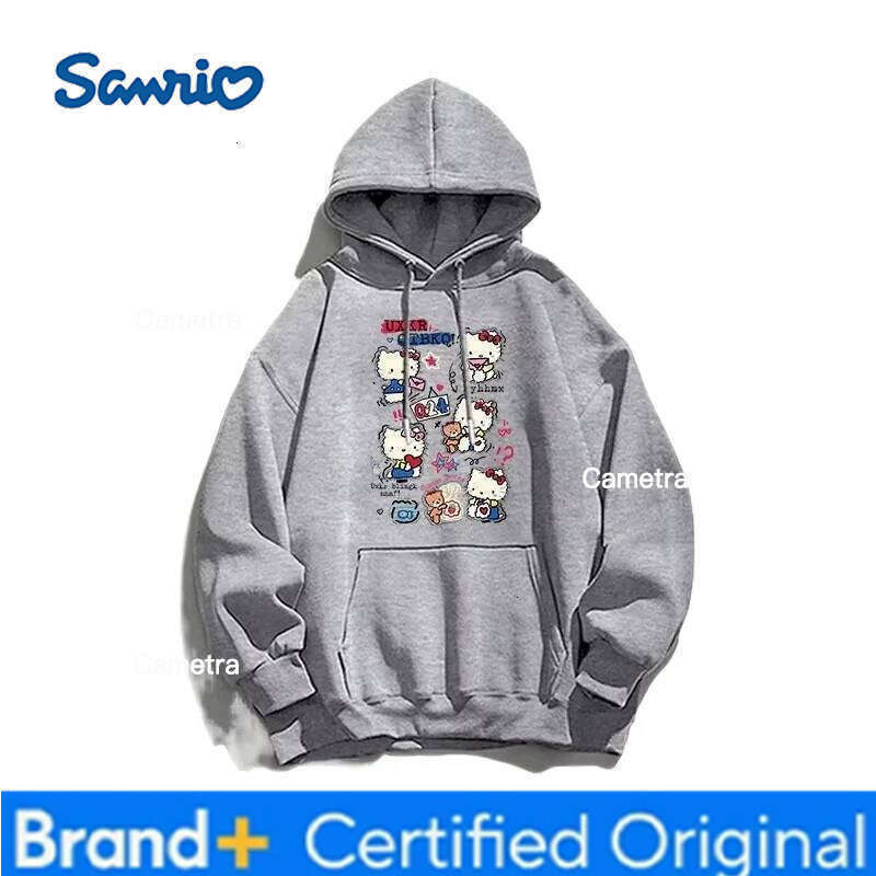 Sanrio Miniso Hello Kitty Men's College Loose Sweater Cute Cartoon Cat Women's Hooded Hoodie Fashionable Couple Trendy Top H2601121