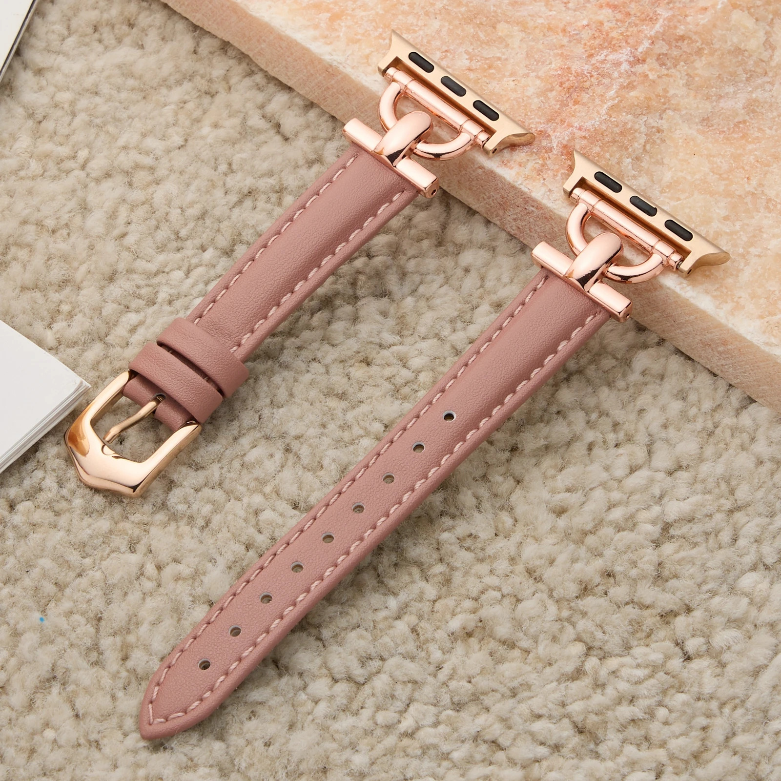 For Apple Watch band women Series Ultra 11109876 38mm 40mm 41mm 42mm 44mm 45mm 46mm Strap Leather loop 260110 - view 7