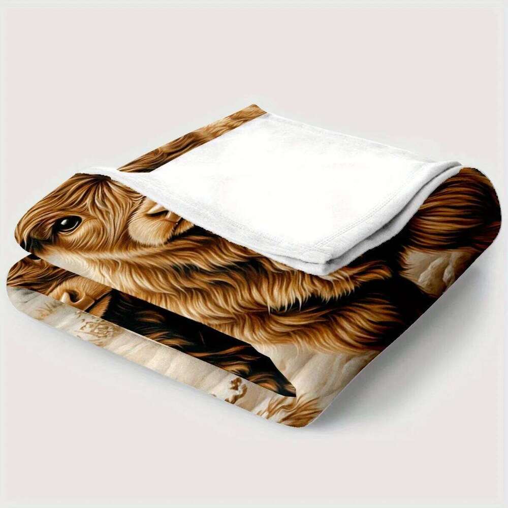 Highland Cow Winter Scene Flannel Blanket | Soft Warm All-Season Farmhouse Decor & Multi-Occasion Gift XJ260112