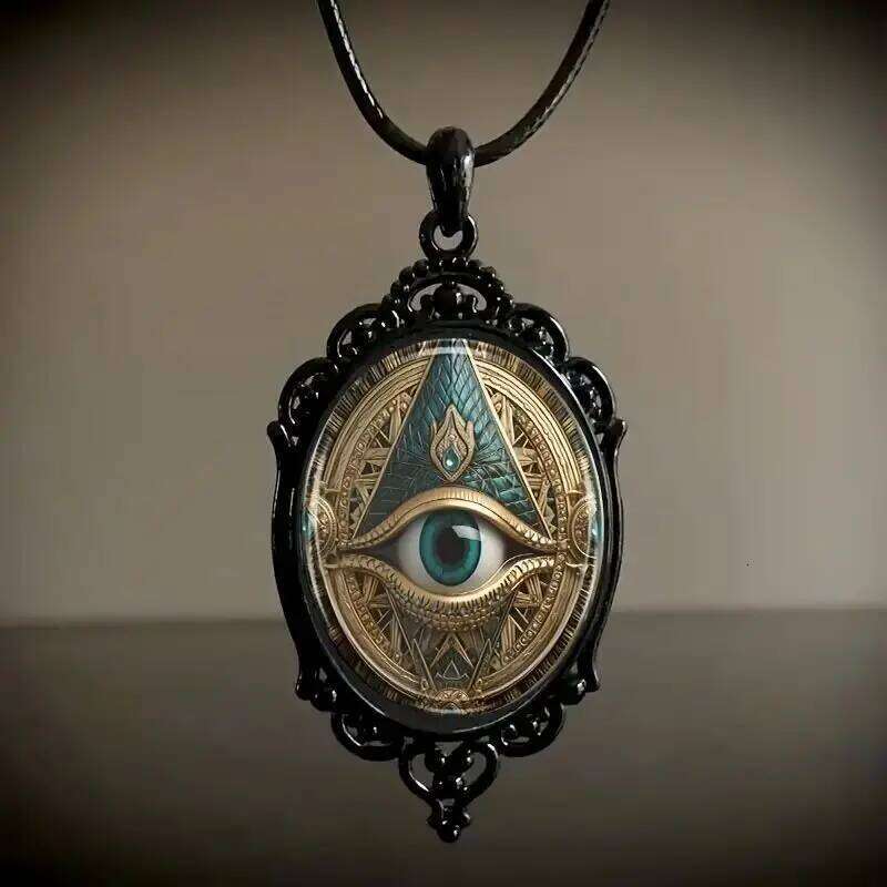 Dark Gothic Witch Pendant Necklace Women Men Punk Cross Metal Leather Rope Chain Enchanted Vintage Halloween Gift Accessories H260112