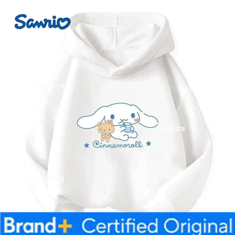 Sanrio Cute Big-eared Dog Print Children Hooded Sweatshirt Boy Girl Autumn Winter Daily Outdoor Vacation Casual Warm Sportswear H2601121
