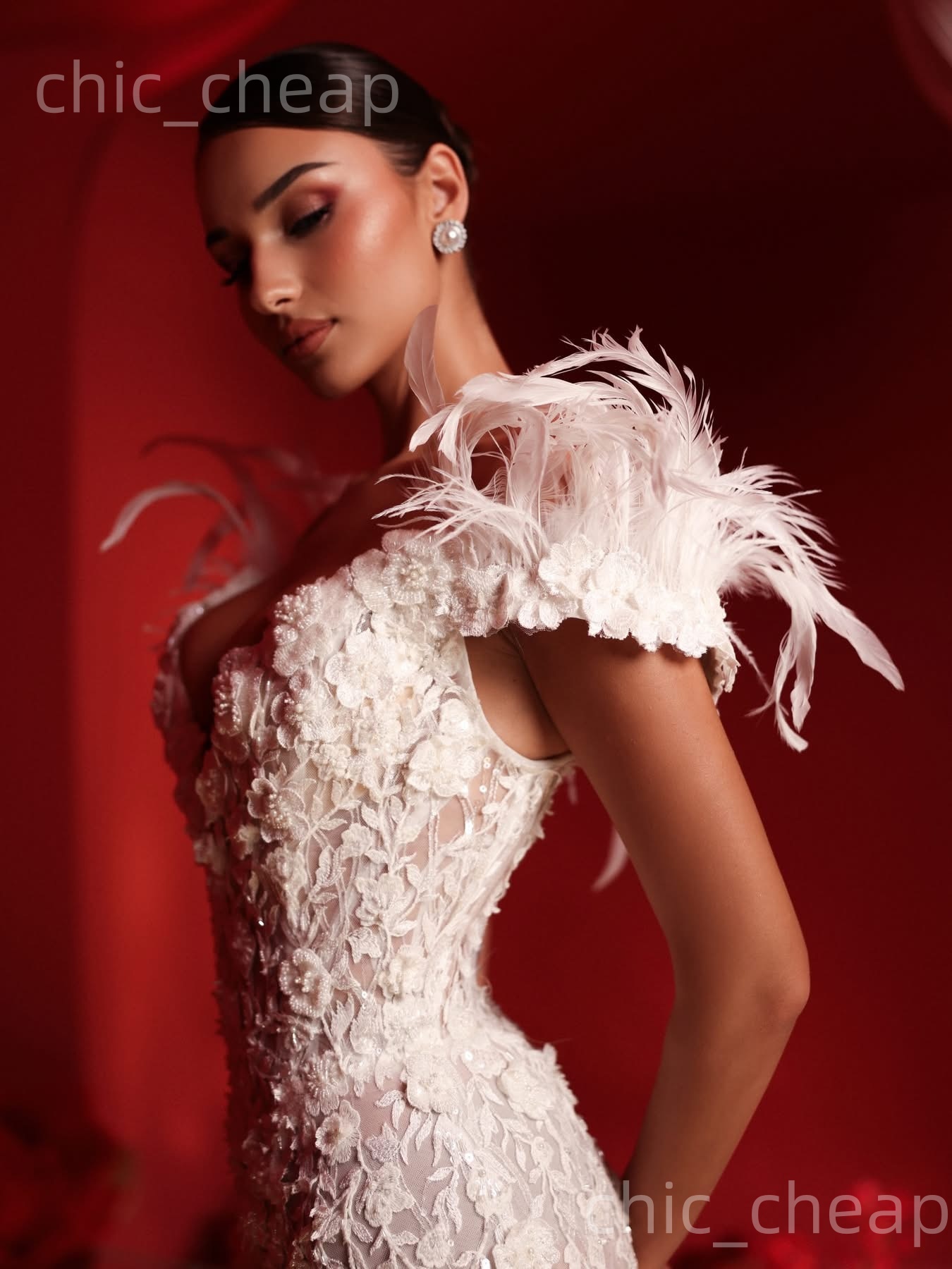 African Aso Ebi 2026 Ivory Mermaid Wedding Dress Floral Lace Illusion Detachable Train Vintage Bridal Gowns Dresses ZJ220