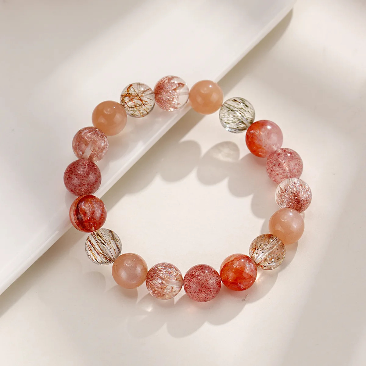 Ruifan Multicolor 8mm 10mm Natural Rutilated Quartz Crystal Beads Strand Beaded Women Bracelets Bangle Fine Jewelry 1154 260107