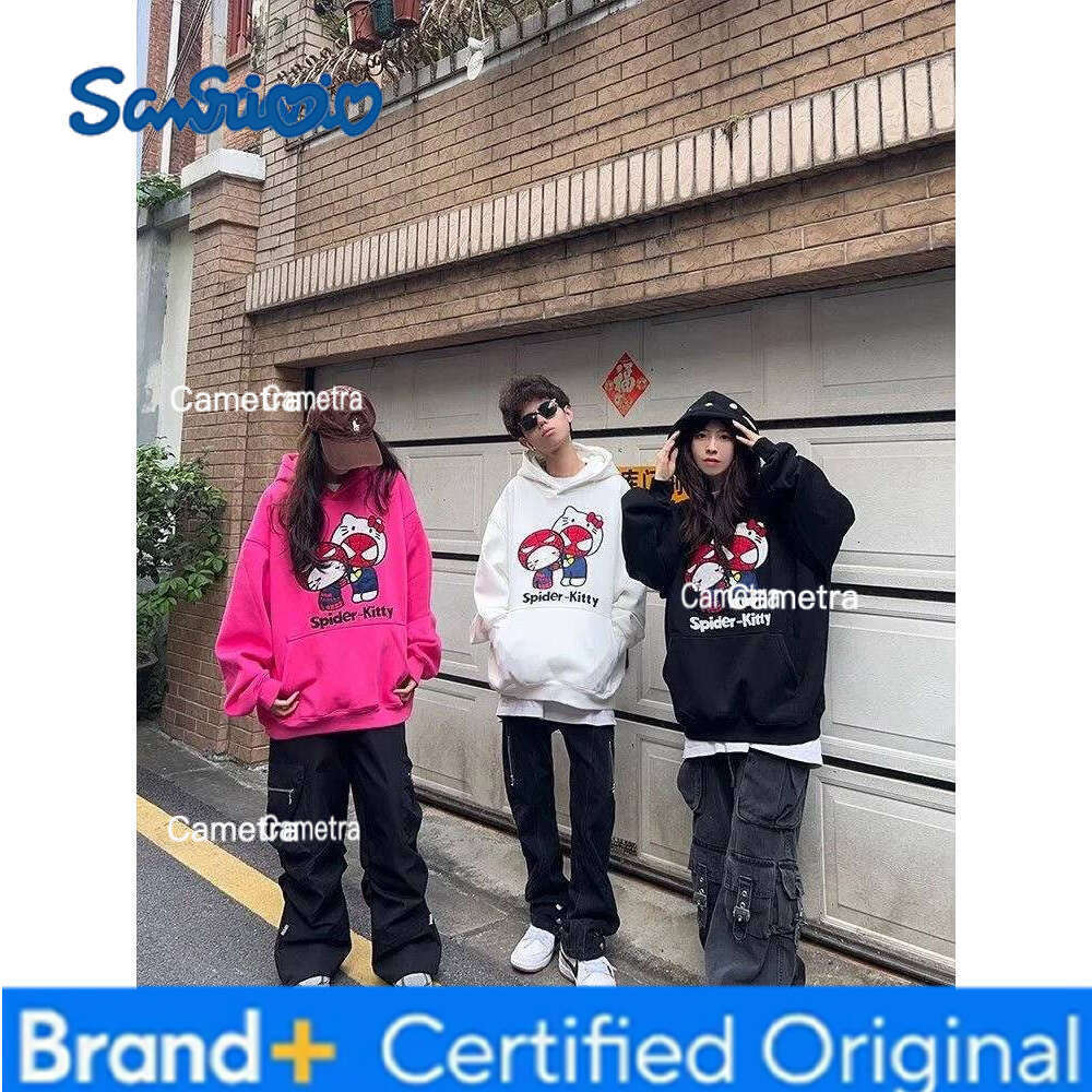 Sanrio Printed Hoodie for Women Cotton Spiderman Hello Kitty Pullover Loose Y2k Streetwear Sweatshirts Fashion Tops H260112