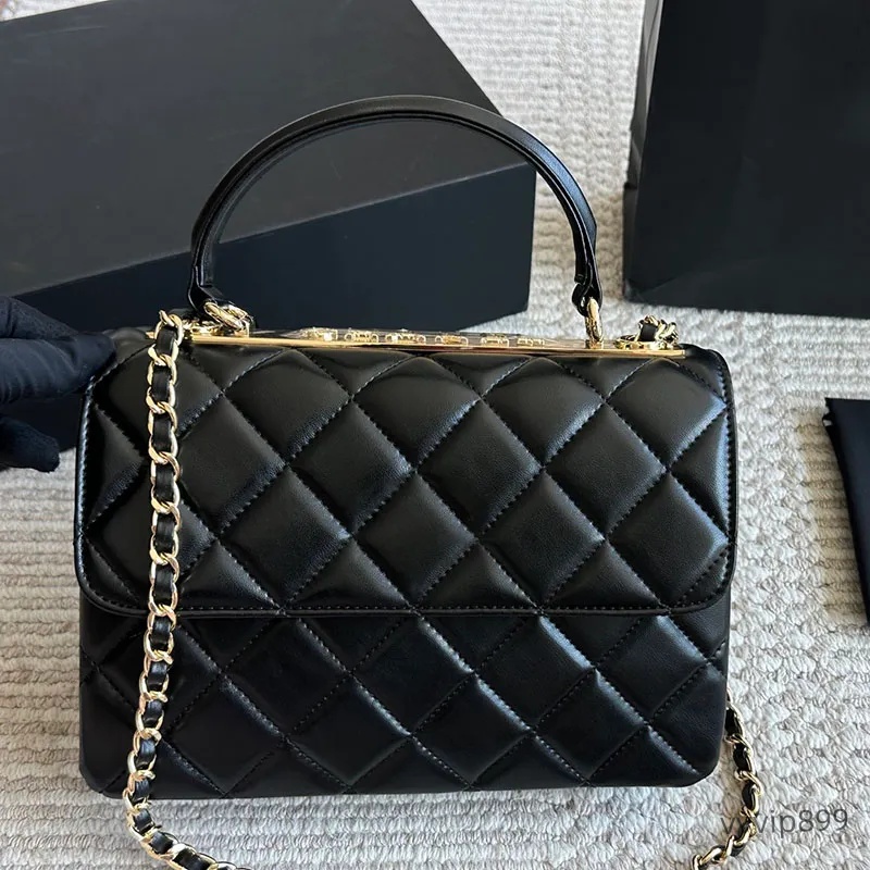 Women Designer Portable Tote Bag Carved Letters Sequined Decoration Lambskin Leather Luxury Handbag with Top Handle Medium Square shoulder bags cross body bag 25cm