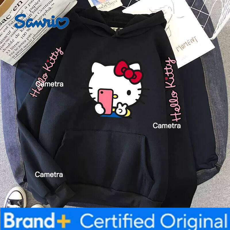 Sanrio Women's Sportswear Japan Harajuku Hello Kitty Tops Cute Clothes Pattern Hoodie Long Sleeve Jacket Women Winter H260112