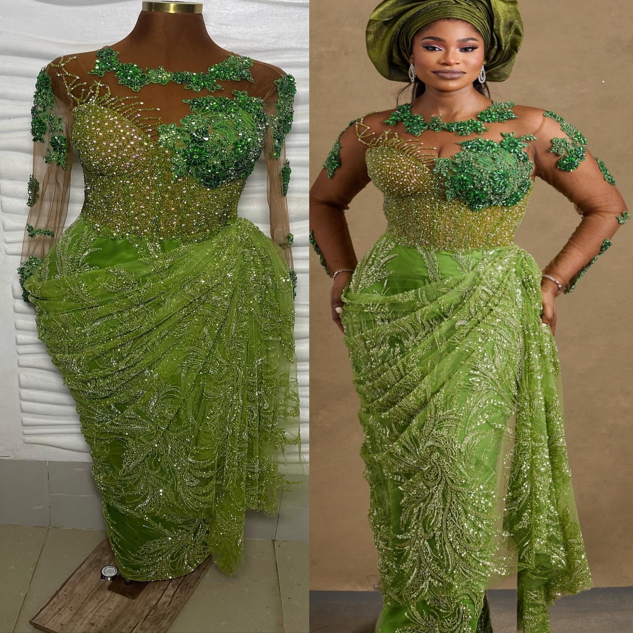 Aso Ebi Olive Green Sheath Prom Dresses 2026 Appliques Beaded Sequined Evening Formal Party Second Birthday Engagement Gowns Dress For Special Occasio