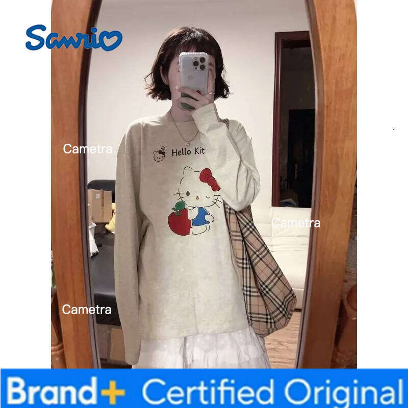 Sanrio Cute Hello Kitty Women's Sportswear, Autumn and Winter Casual Quick Drying Fashionable Printed Long Sleeved Top, Comfortable H260112