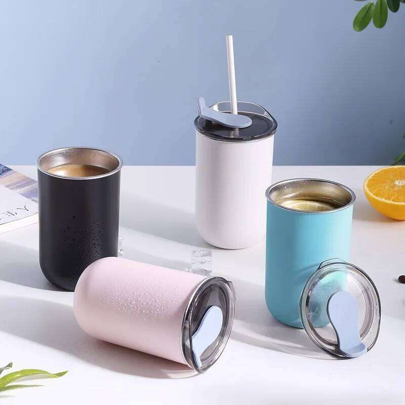 Stainless Steel Cup 300ML with Lid Simple Insulated Coffee Thermal Bottle Heat-resistant Thermos Mug Drinkware