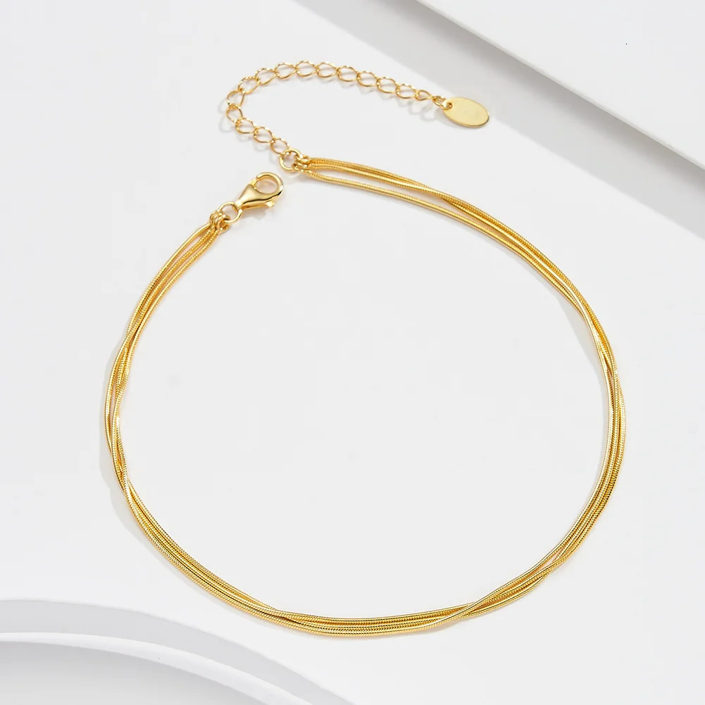 KISS MANDY Summer 925 Sterling Silver Chain Anklets For Women Foot Round Snake Chain Jewelry Layered Link Chain Accessory SA76 260107