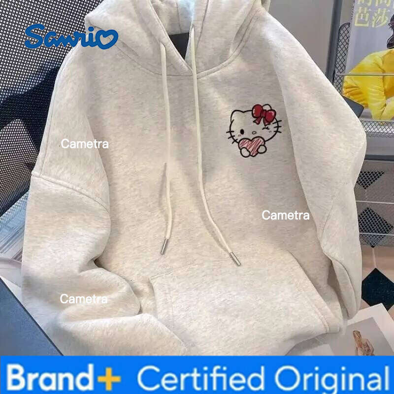 Sanrio Hello Kitty Kawaii Anime Fashion Casual Autumn Winter Fleece Hooded Sweatshirt for Men and Women Women's Sports Suit H260112