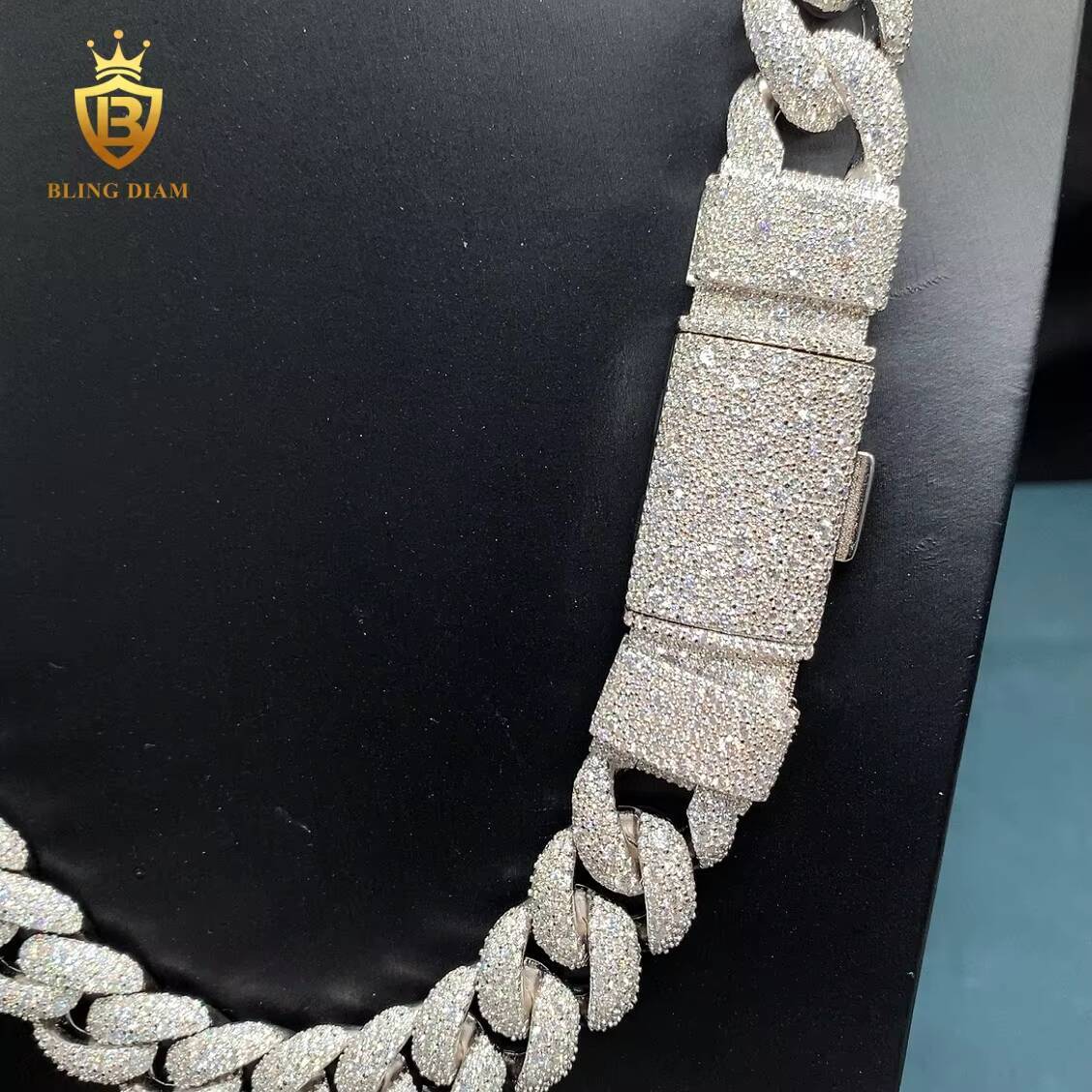 Miami 18mm 925 Sterling Silver Chain Cuban Rapper Chains Iced Moissanite Cuban Link Pass Diamond Test Vvs Moissanite Chain Men