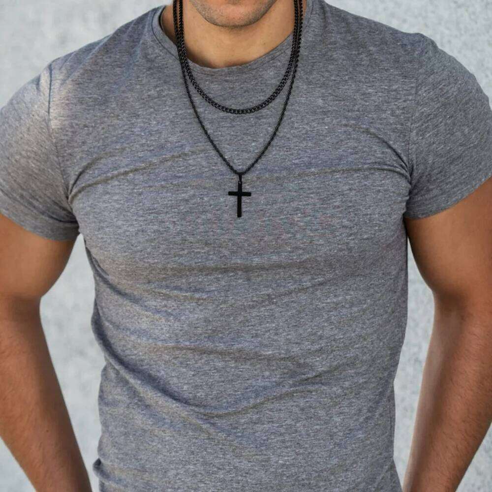 Retro Titanium Twist Chain Gold Color Cross Stainless Steel Pendant Necklace For Men Fashion Jewelry Accessories H260112